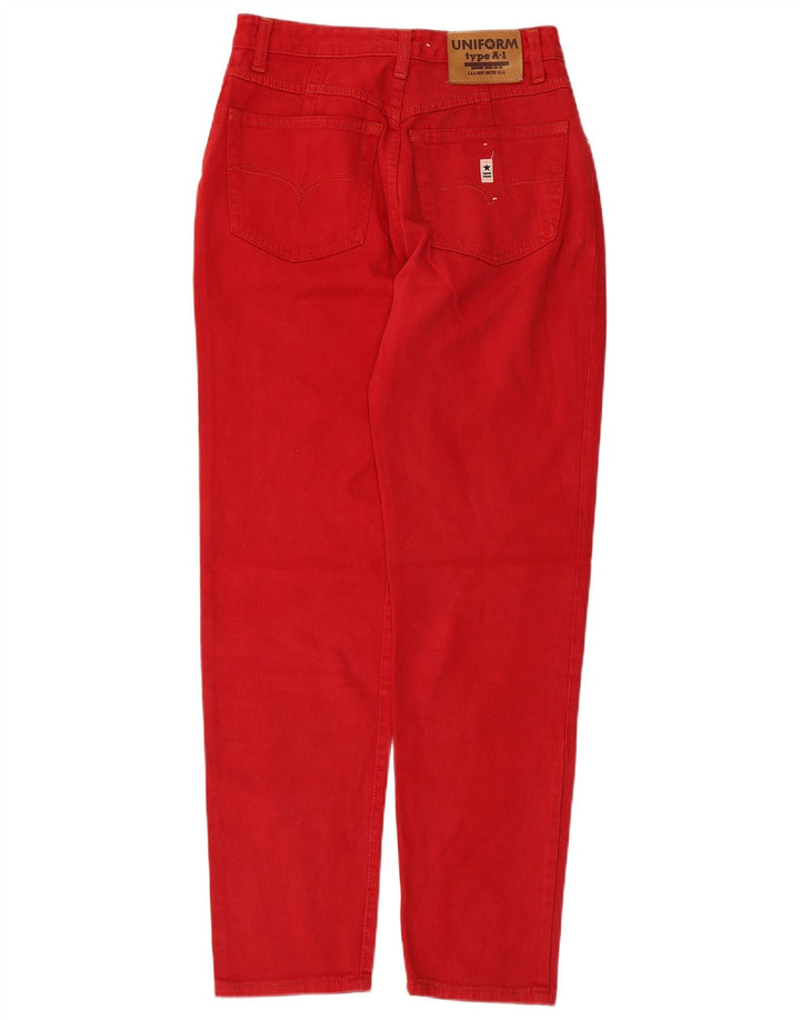 Jeans de cintura alta feminino uniforme W30 L29 algodão vermelho