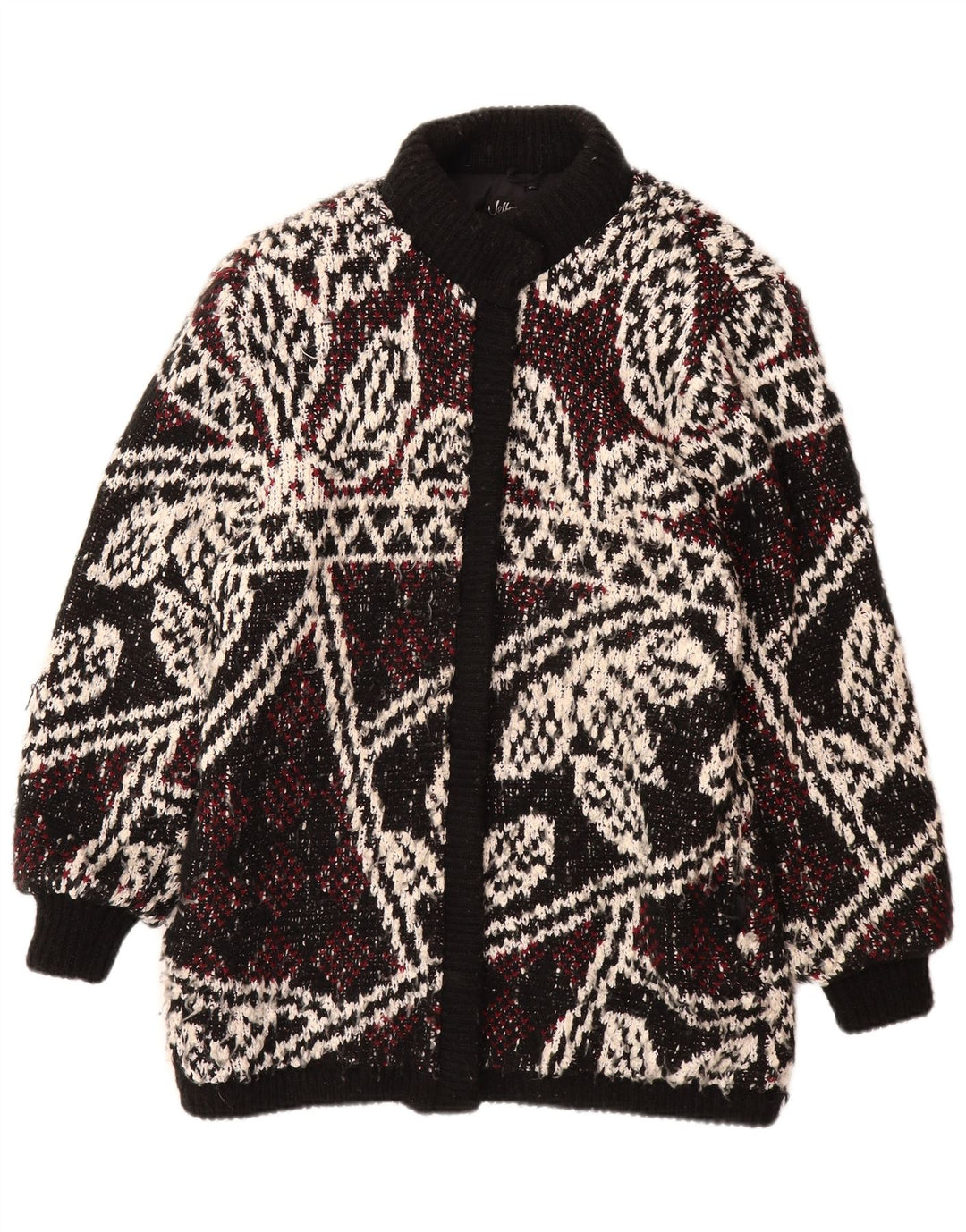 Sobretudo de malha feminino JEFFREY BROWNLEADER Reino Unido 14 acrílico floral preto médio