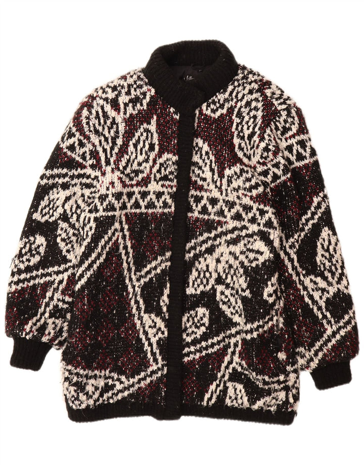 Sobretudo de malha feminino JEFFREY BROWNLEADER Reino Unido 14 acrílico floral preto médio