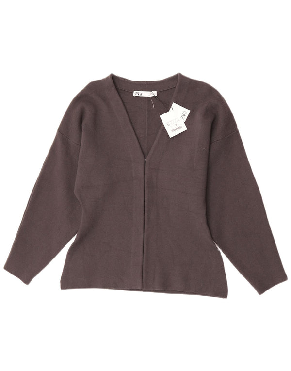 Suéter cardigã feminino Zara Reino Unido 12 Viscose cinza médio