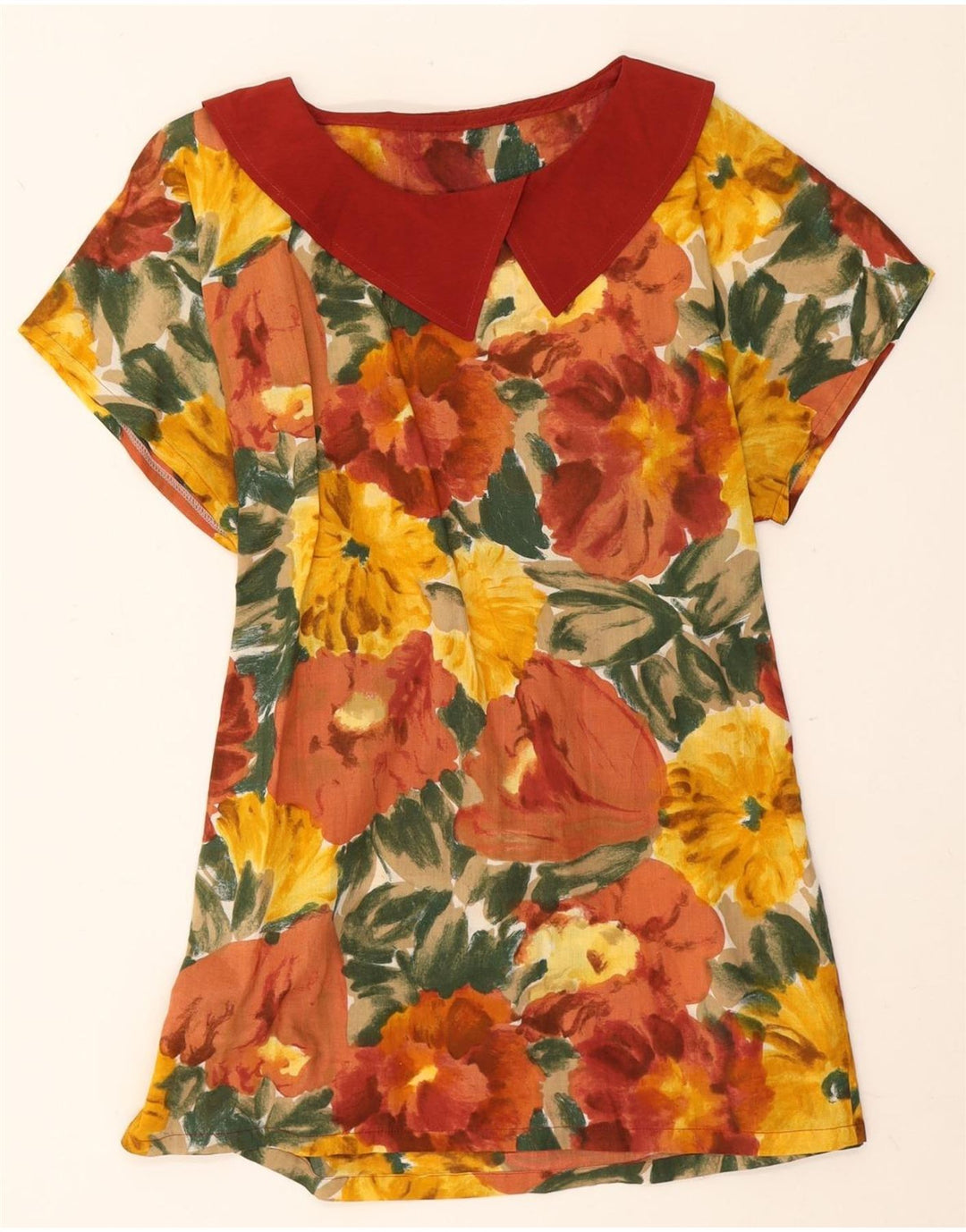Vestido vintage feminino linha A UK 14 médio floral multicolorido