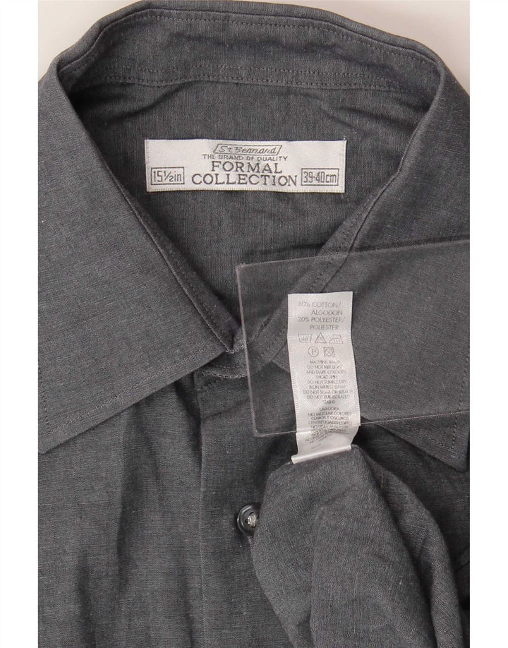 Camisa masculina St. Bernard tamanho 39/40 15 1/2 algodão cinza médio