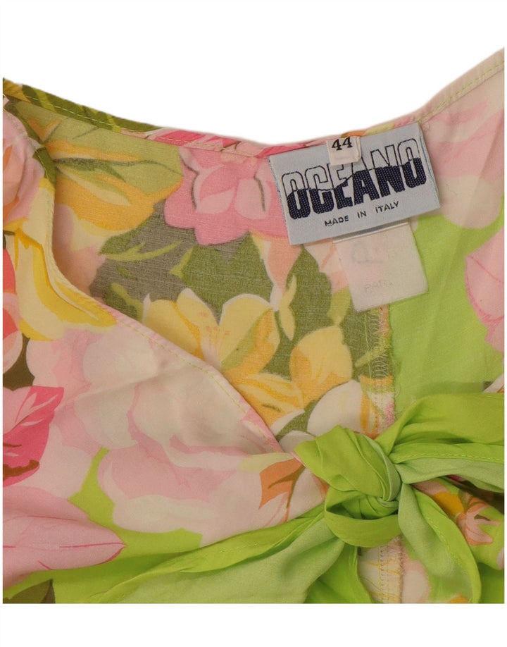 OCEANO Shorts feminino casual IT 44 médio W28 verde floral viscose