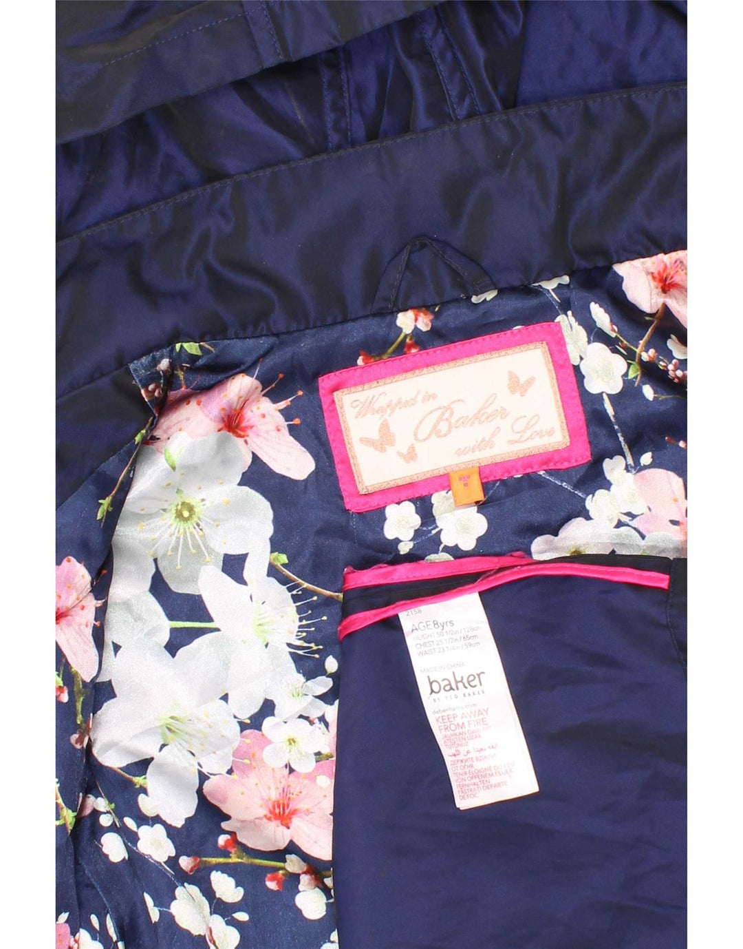Capa de chuva com capuz para meninas Ted Baker 7-8 anos azul marinho