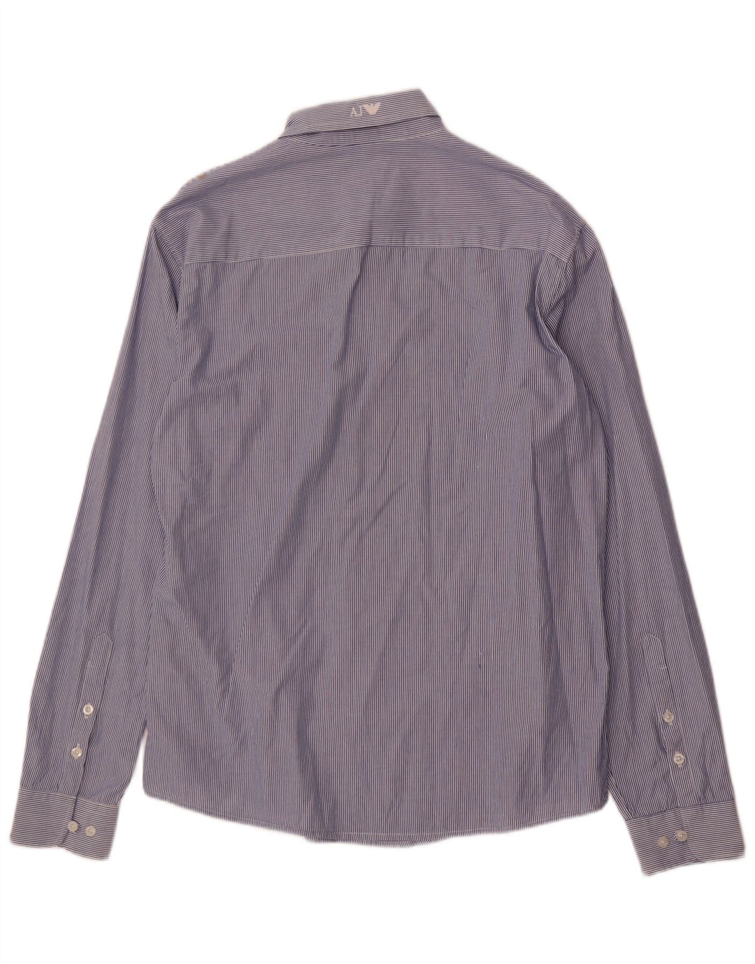 Armani Jeans Camisa masculina justa 2XL algodão listrado azul