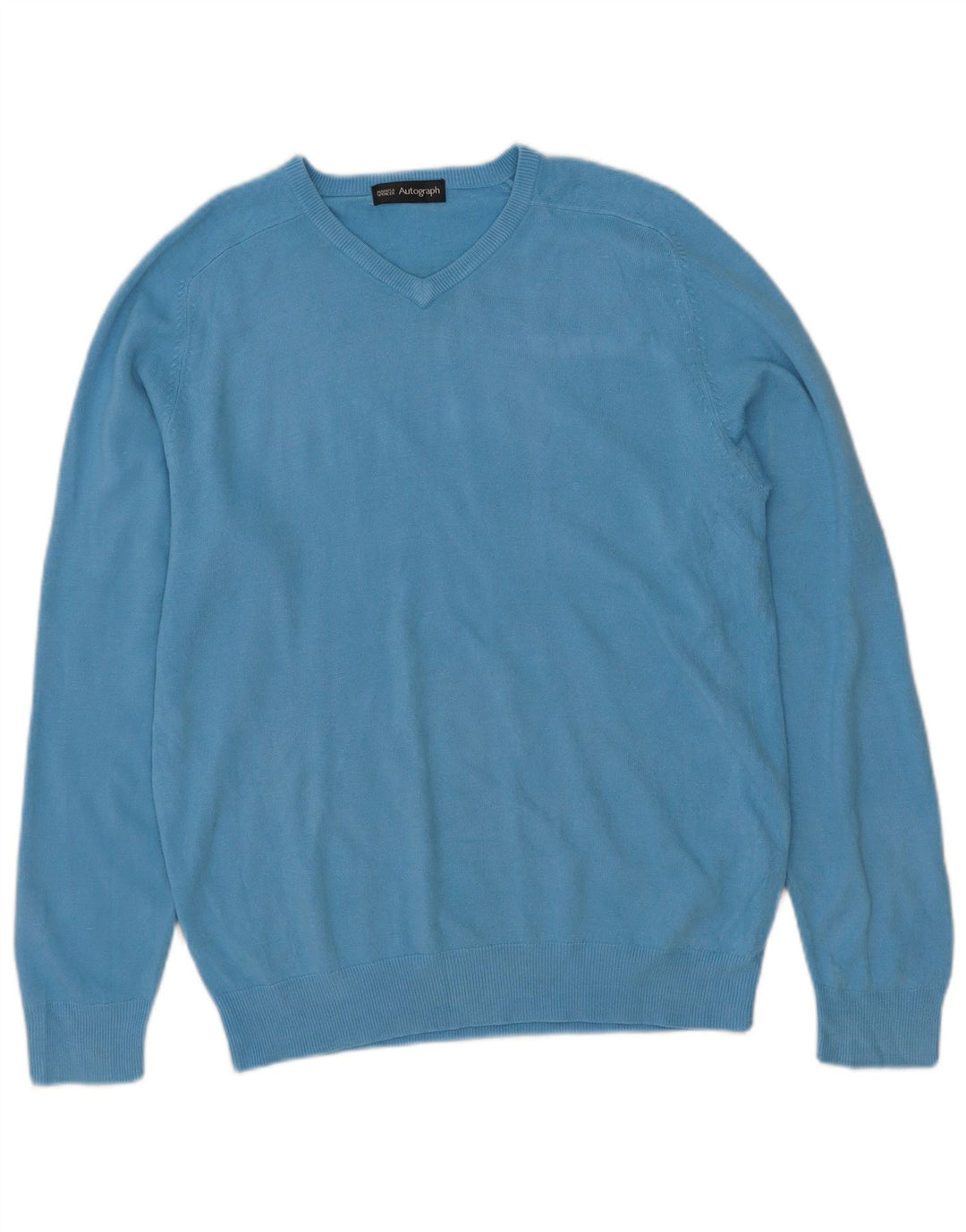 Suéter masculino Marks & Spencer Autograph com decote em V pequeno azul acrílico