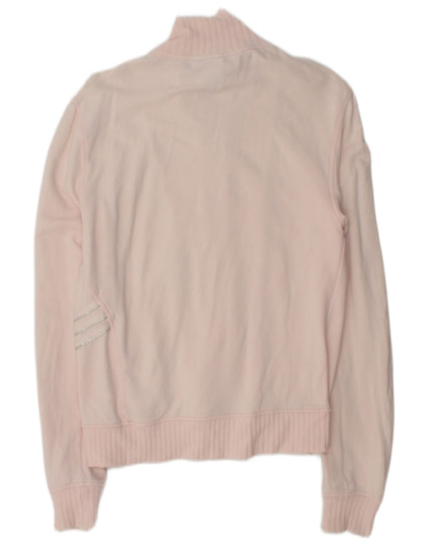 Adidas Womens Tracksuit Top Jacket UK 14 Médio Rosa Algodão