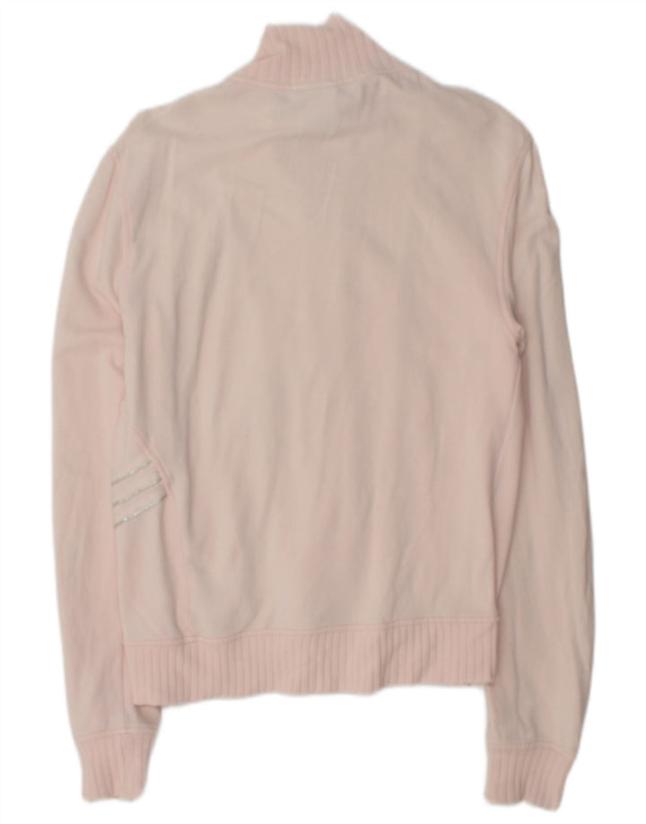 Adidas Womens Tracksuit Top Jacket UK 14 Médio Rosa Algodão