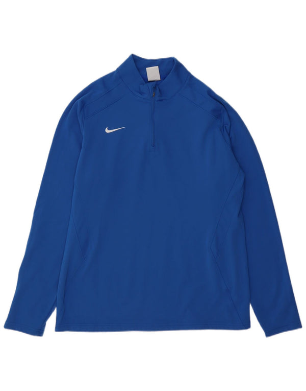 NIKE Womens Zip Neck Pullover Treino Top UK 18 XL Azul Poliéster