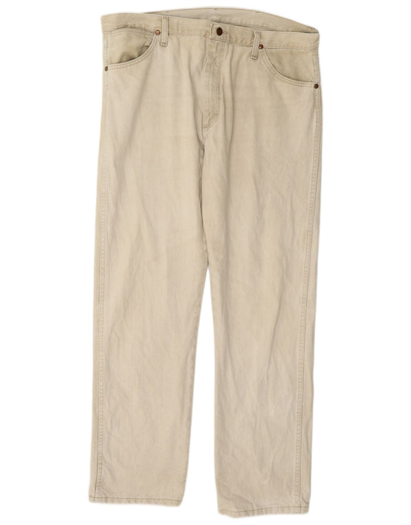 Wrangler Mens Straight Jeans W38 L32 Algodão Bege