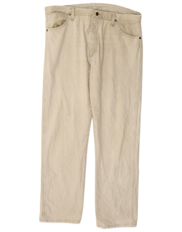 Wrangler Mens Straight Jeans W38 L32 Algodão Bege