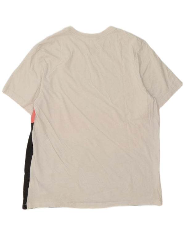 Camiseta Nike masculina gráfica Top XL branco colorblock algodão