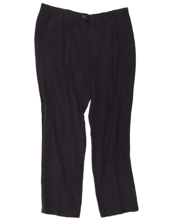 Calça masculina Marks & Spencer Pegged Suit W40 L33 Azul Marinho Seda