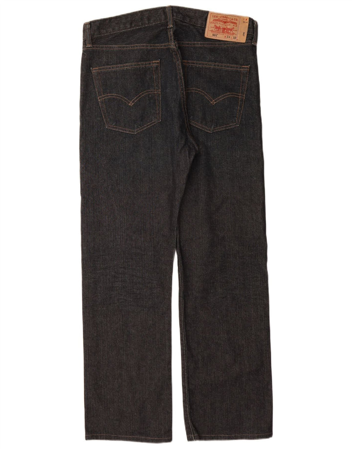 LEVI'S Masculino 501 Straight Jeans W34 L30 Azul Marinho Algodão