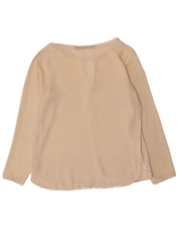 Blusa feminina de manga comprida Zara UK 10 pequena bege