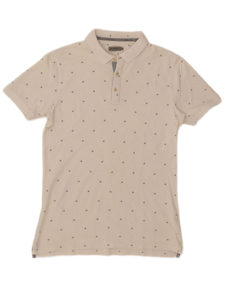 Camisa polo masculina Calvin Klein Jeans grande branca manchada