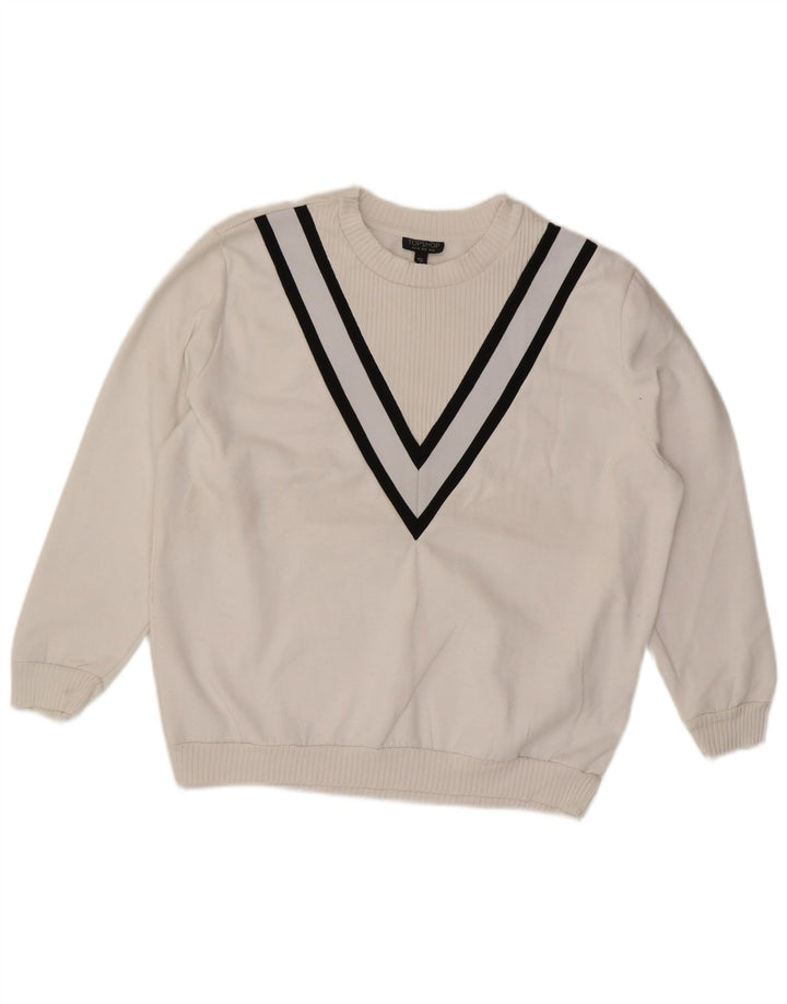 Topshop moletom feminino oversized jumper UK 12 listrado branco médio