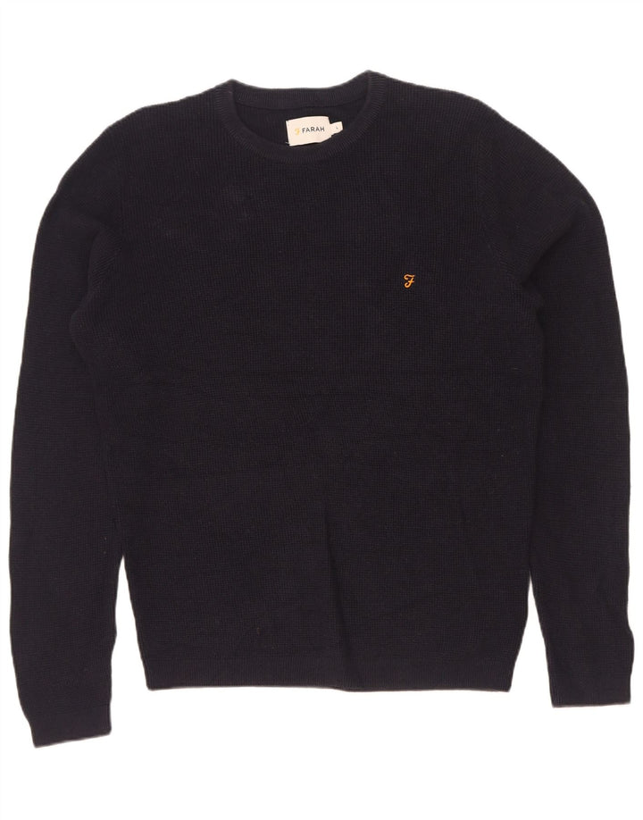 Suéter masculino Farah com gola redonda, grande algodão preto