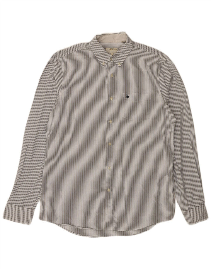 Camisa masculina JACK WILLS Classic Fit algodão listrado cinza médio