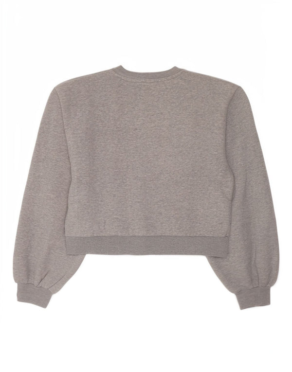 Puma Womens Crop Graphic Moletom Jumper UK 10 Pequeno Cinza Esportes