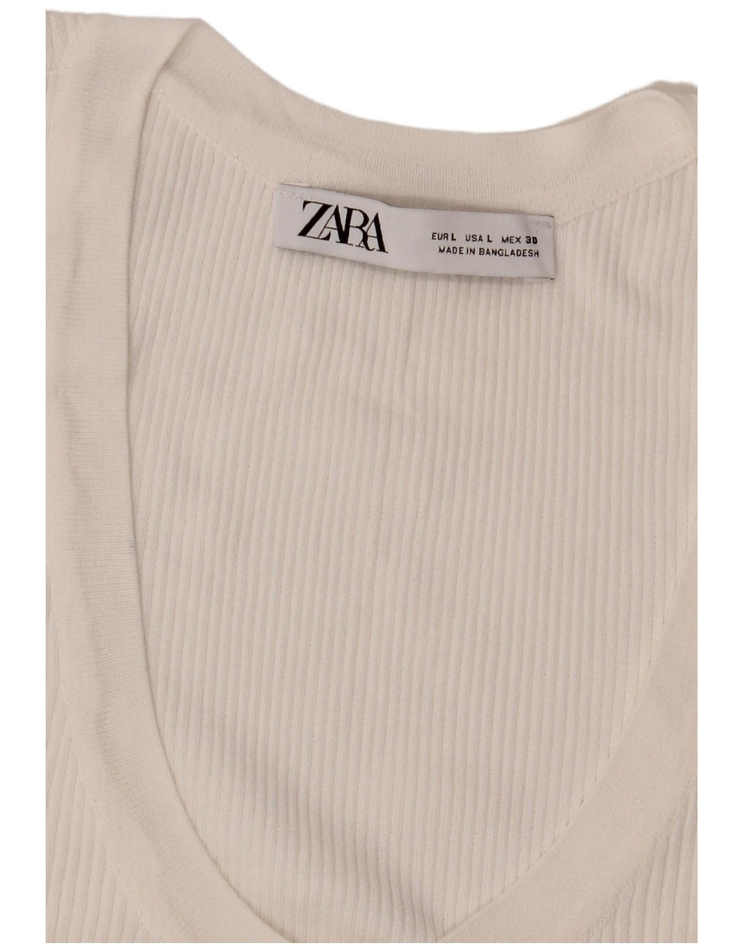 Blusa feminina sem mangas Zara Top UK 14 grande branco