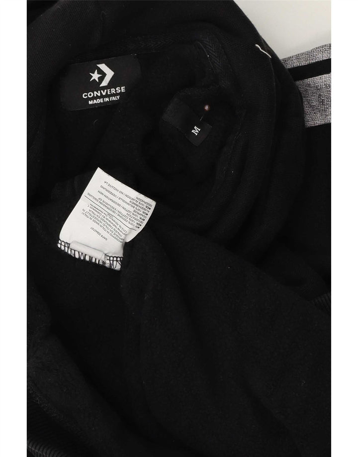 Converse Mens Zip Neck Graphic Hoodie Jumper Médio Preto Colorblock