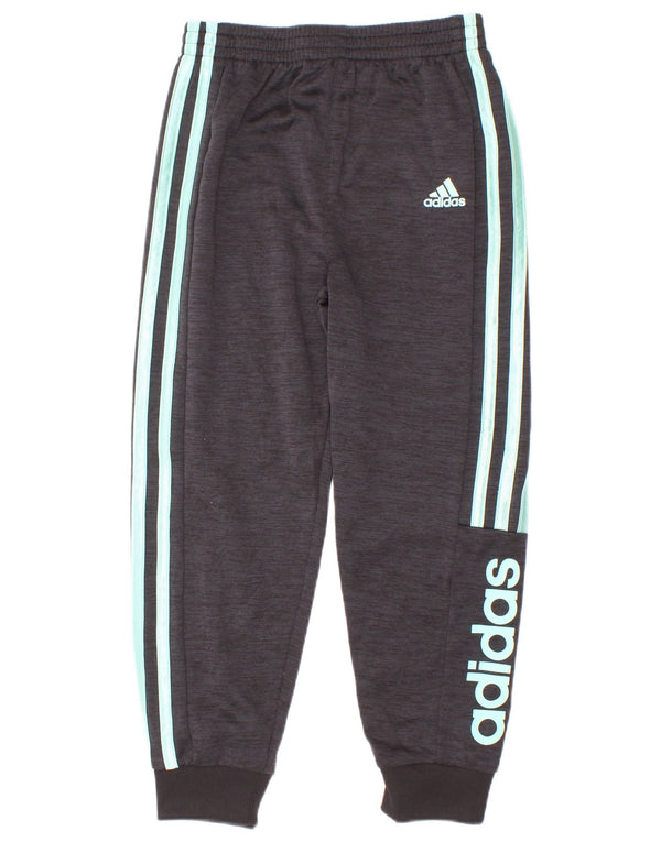 Adidas meninos calças de treino gráfico joggers 5-6 anos cinza poliéster