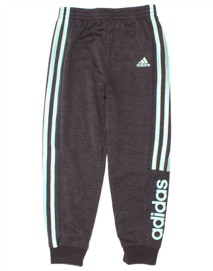 Adidas meninos calças de treino gráfico joggers 5-6 anos cinza poliéster