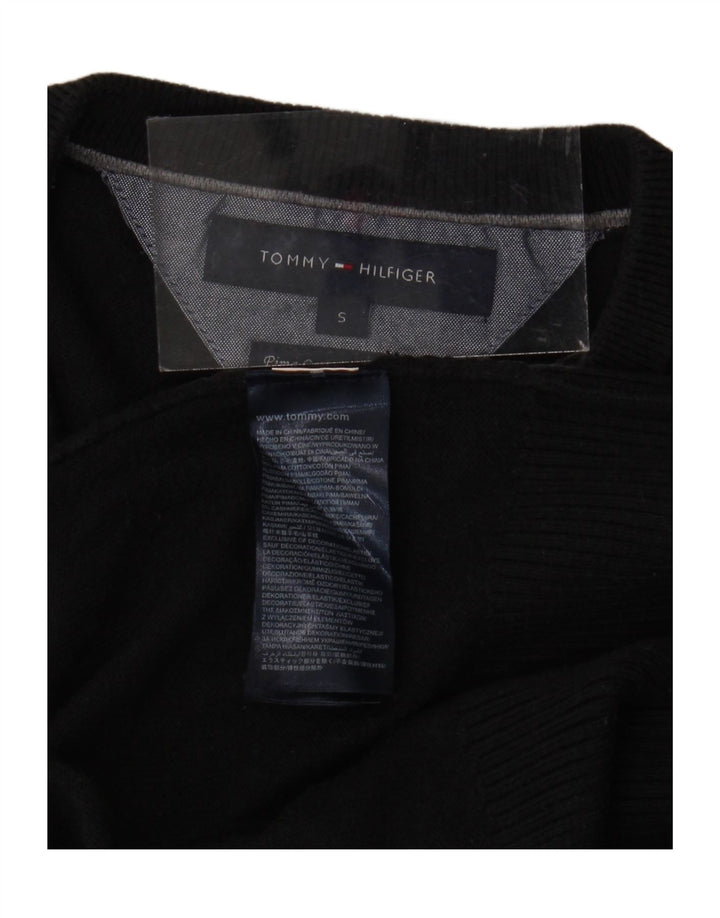 Suéter masculino TOMMY HILFIGER com decote em V pequeno algodão preto