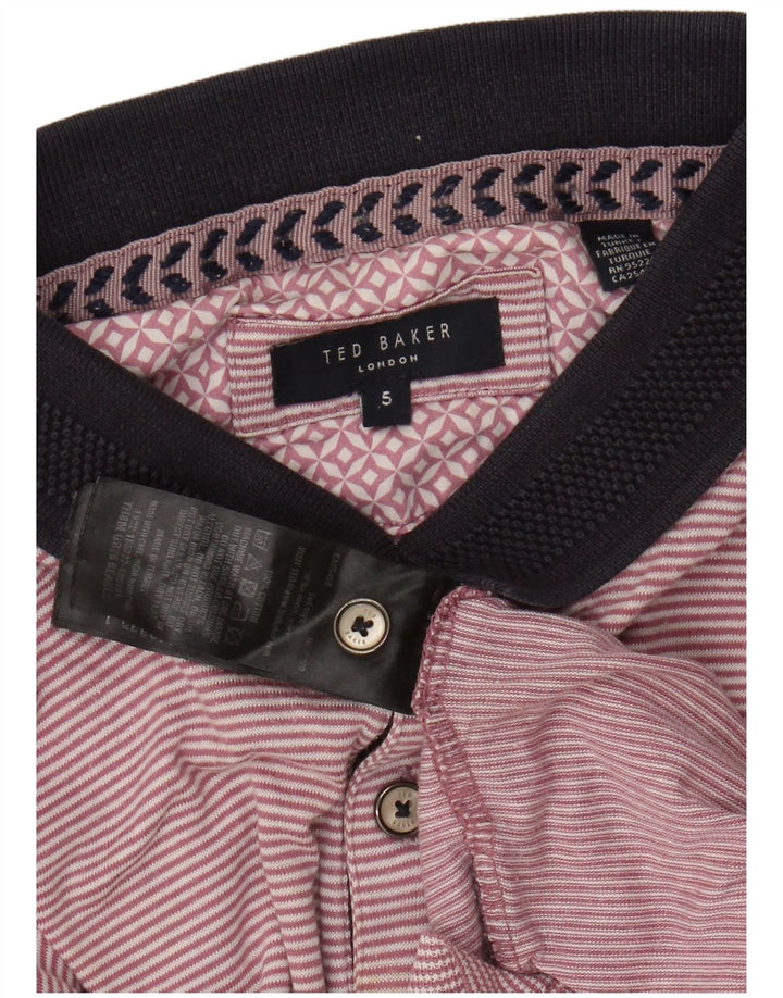Camisa polo masculina TED BAKER tamanho 5 XL algodão listrado rosa