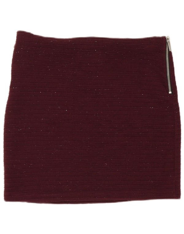 Mini saia feminina Superdry média W30 poliéster manchado cor de vinho