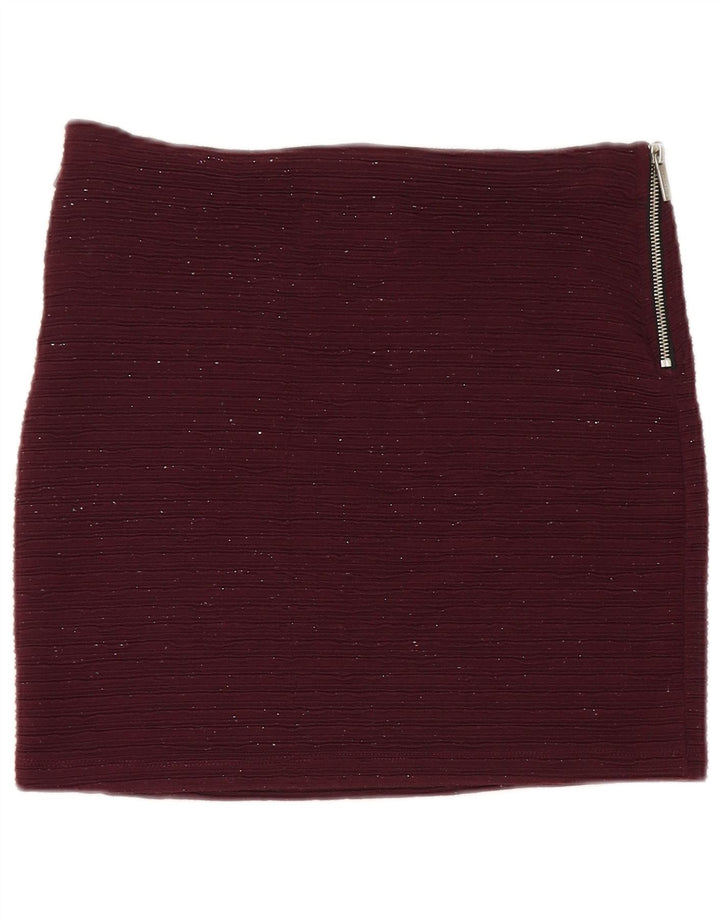 Mini saia feminina Superdry média W30 poliéster manchado cor de vinho