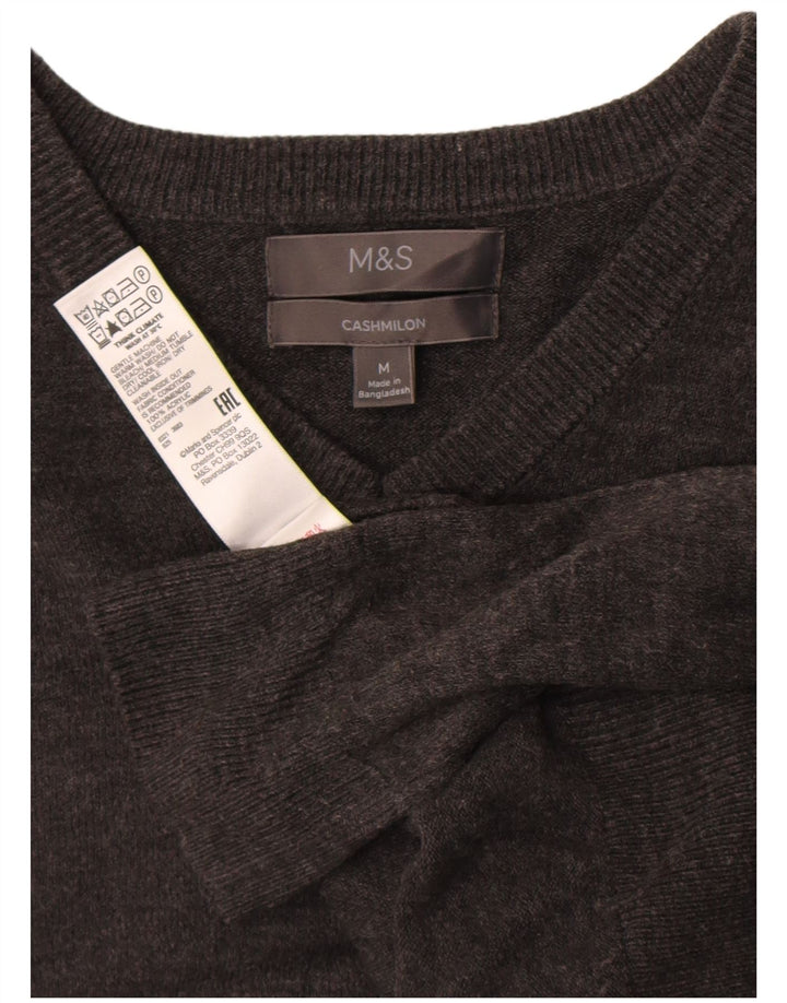 MARKS & SPENCER Suéter masculino com gola V e acrílico cinza médio
