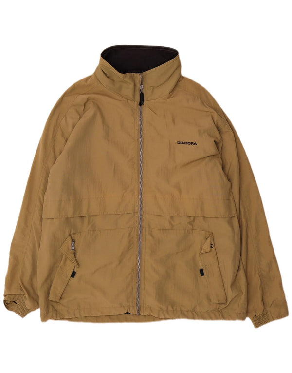 Jaqueta de chuva masculina Diadora com capuz UK 42 XL cáqui poliamida