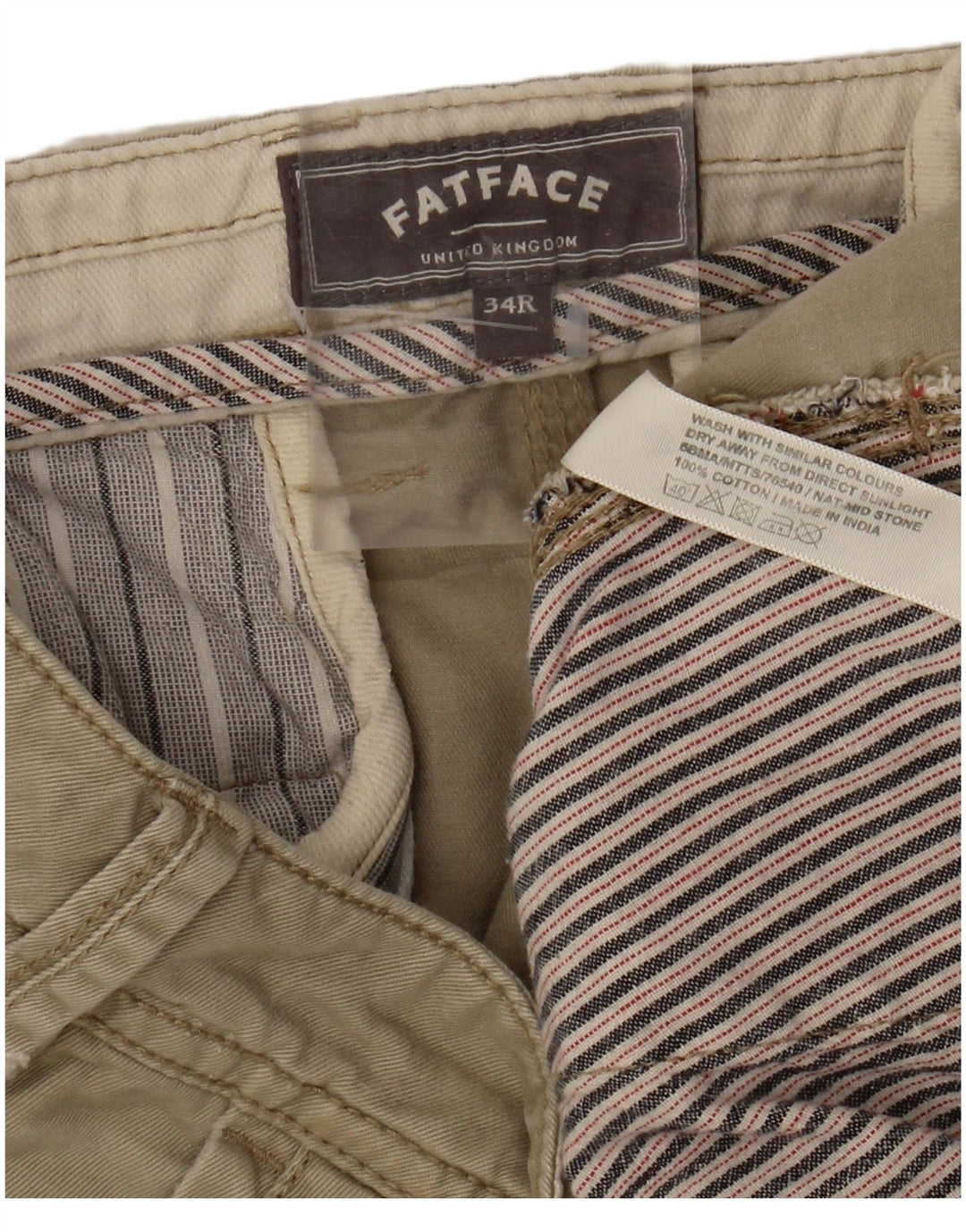 Calça chino reta masculina FAT FACE W34 L31 algodão cinza