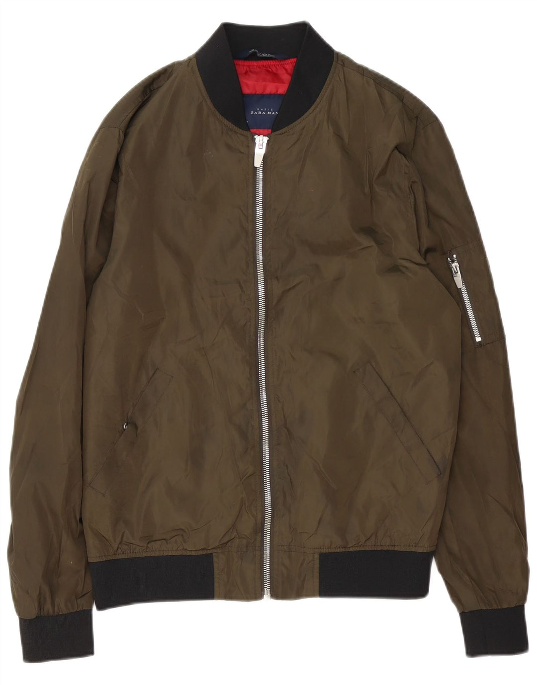 Jaqueta bomber masculina Zara UK 38 poliéster verde médio