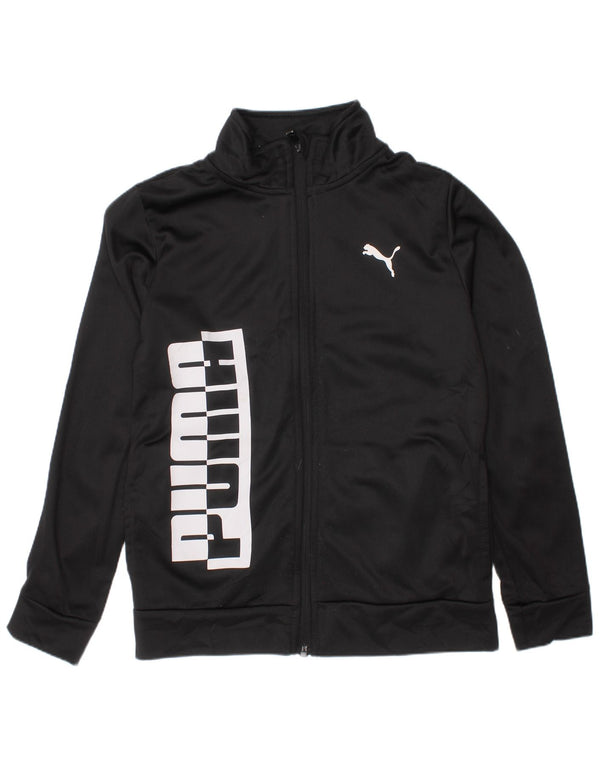 Jaqueta Puma Boys Graphic Tracksuit Top 7-8 Anos Pequeno Poliéster Preto
