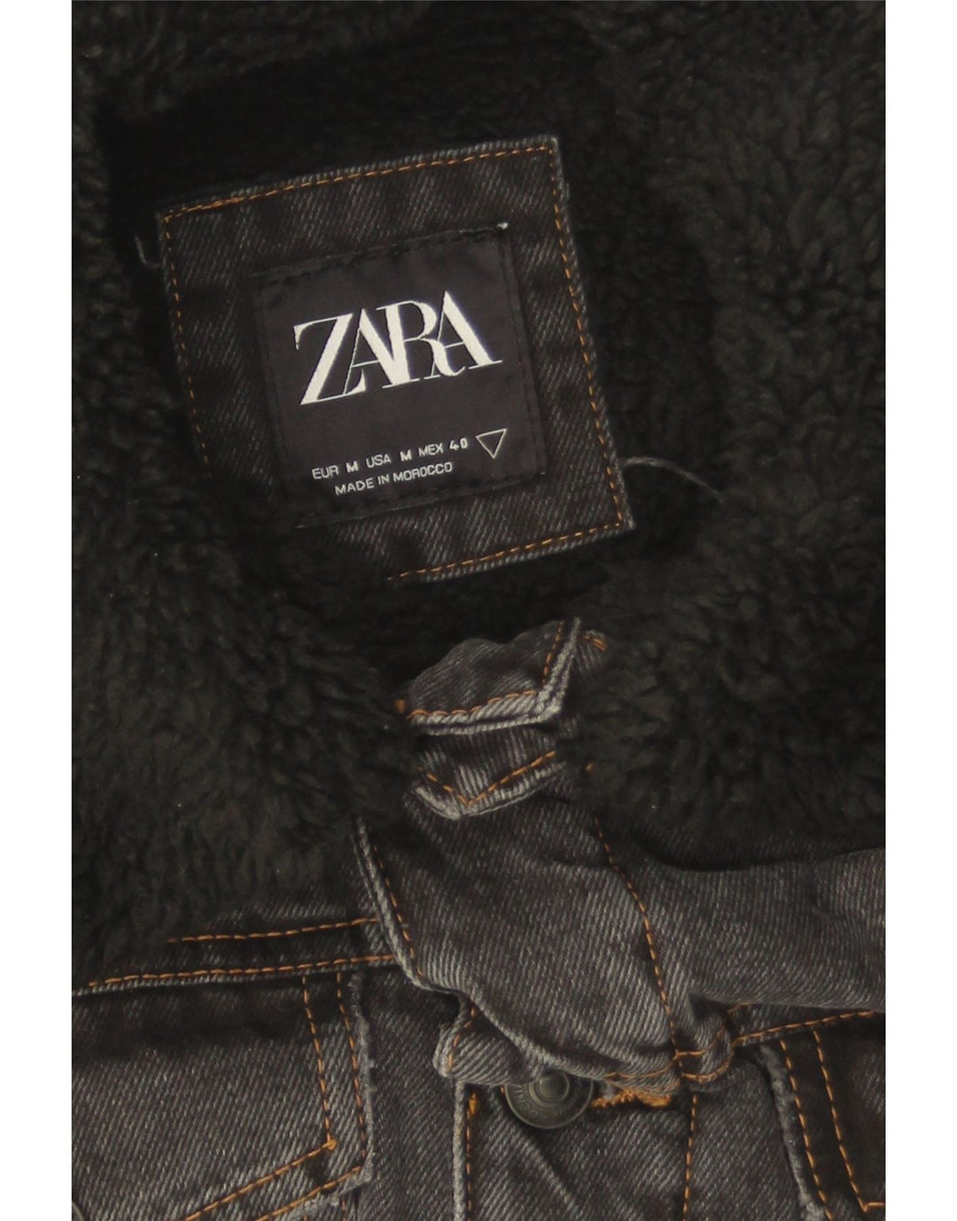 Jaqueta jeans Zara masculina Sherpa Reino Unido 38 cinza médio