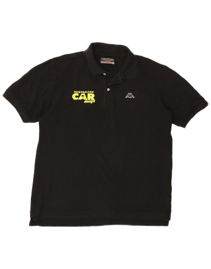 Camisa pólo gráfica masculina Kappa XL algodão preto