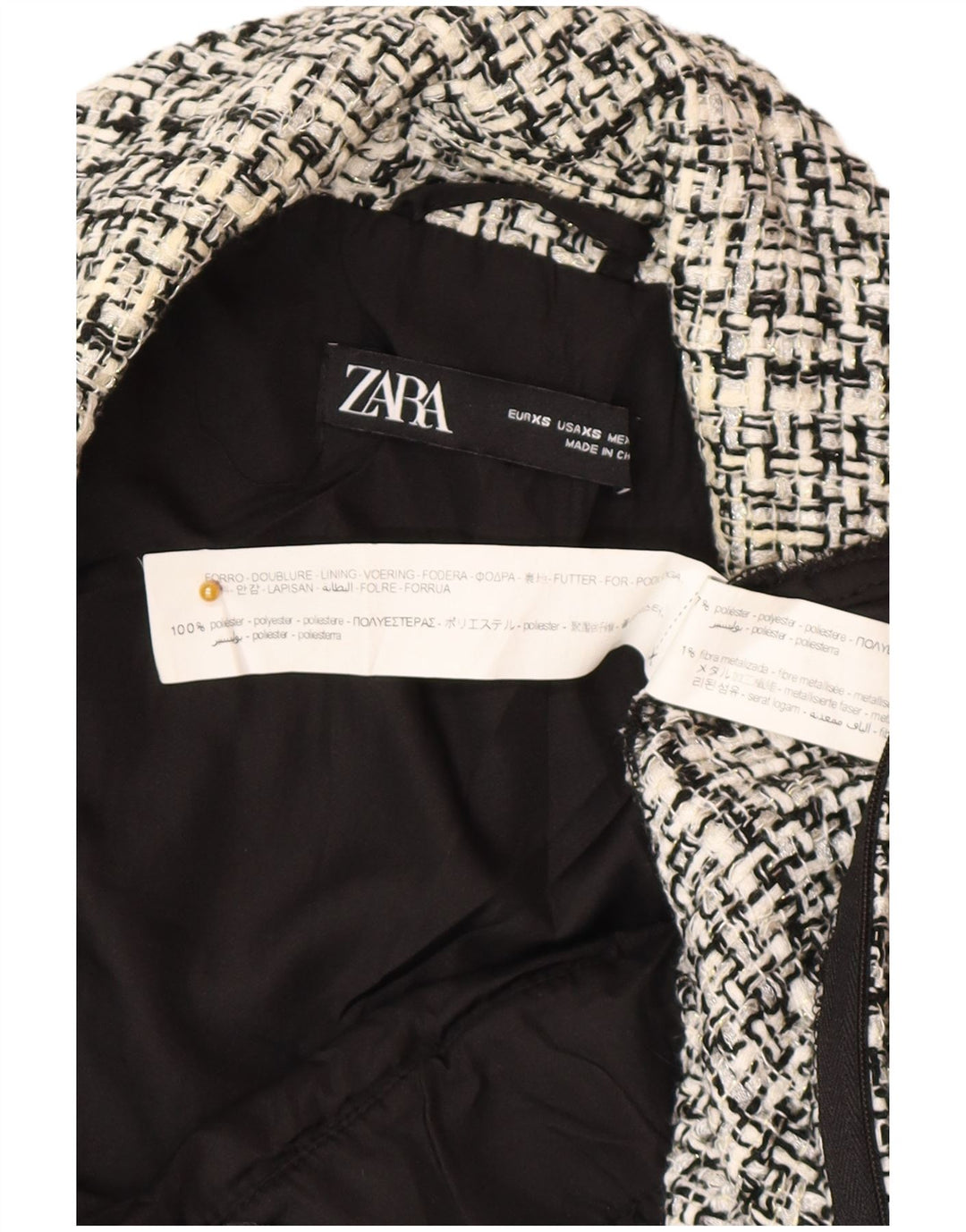Macacão feminino sem mangas Zara UK 6 XS poliéster xadrez cinza