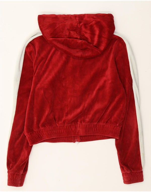 Suéter feminino Fila com capuz e zíper oversized UK 10 pequeno bloco colorido vermelho