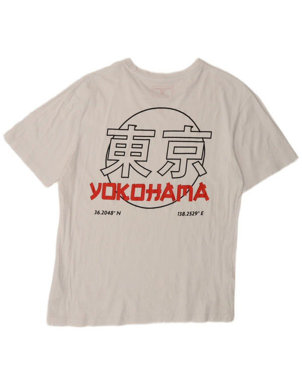 Camiseta gráfica masculina Jack & Jones grande algodão branco