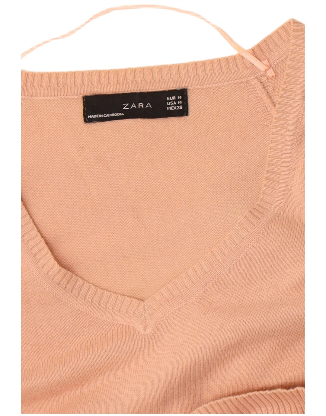 Zara Suéter feminino cropped com decote em V Reino Unido 12 rosa médio
