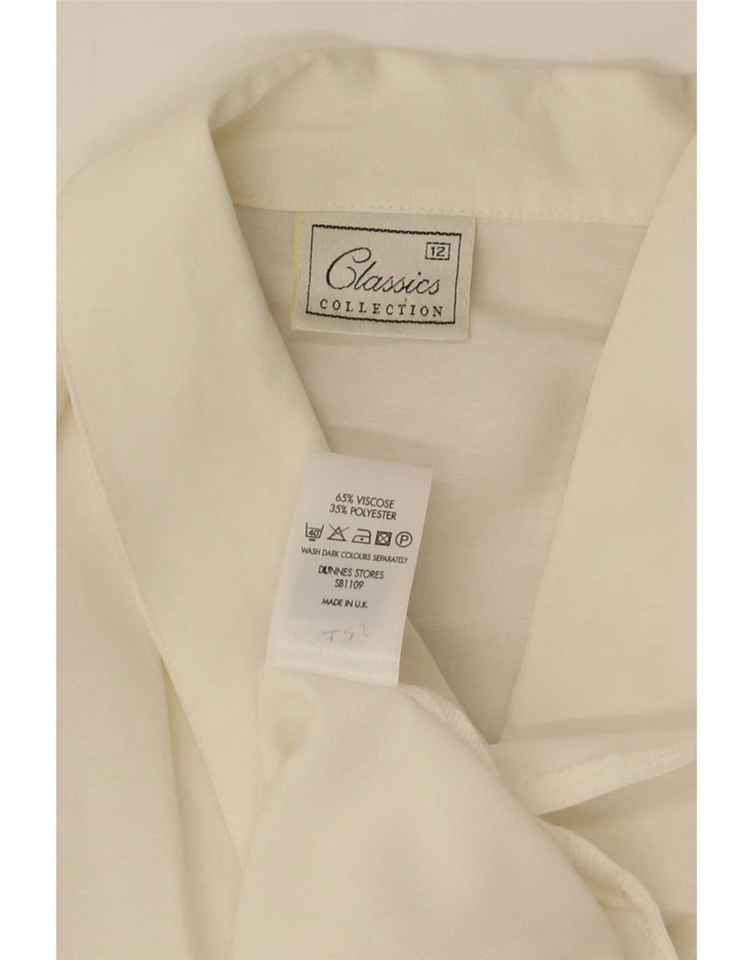 Blusa feminina clássica de manga curta regular Reino Unido 12 médio branco