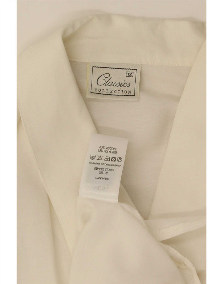 Blusa feminina clássica de manga curta regular Reino Unido 12 médio branco