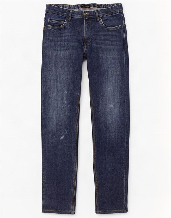 Massimo Dutti Mens Distressed Slim Jeans EU 42 Grande W32 L30 Azul Algodão
