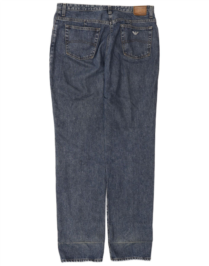 ARMANI Calça jeans reta masculina W33 L34 algodão azul