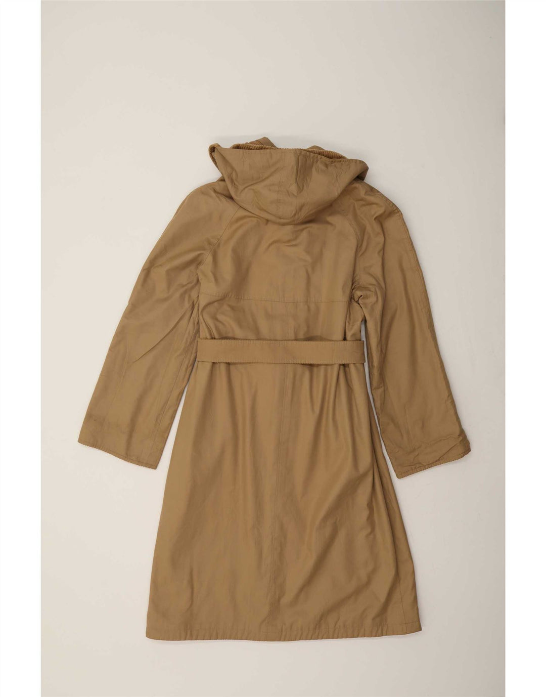 Casaco reversível com capuz feminino vintage UK 14 bege médio
