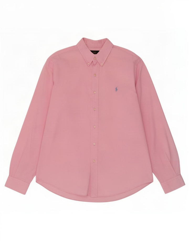 Camisa masculina Ralph Lauren grande algodão rosa