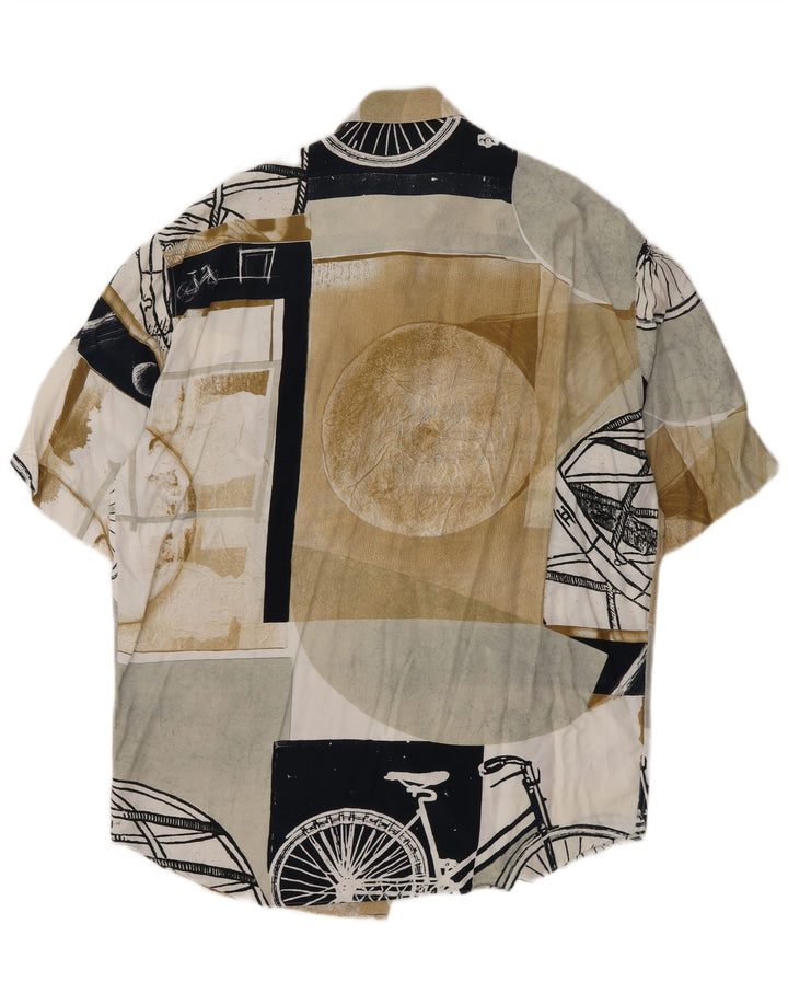 Camisa masculina vintage de manga curta grande viscose multicolorida